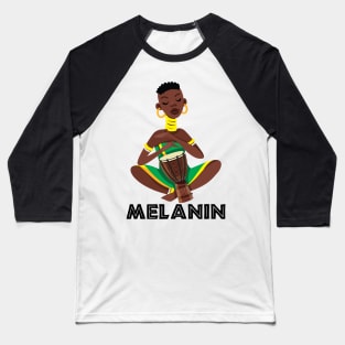 African Girl Drummer Afro Queen Poppin Baseball T-Shirt